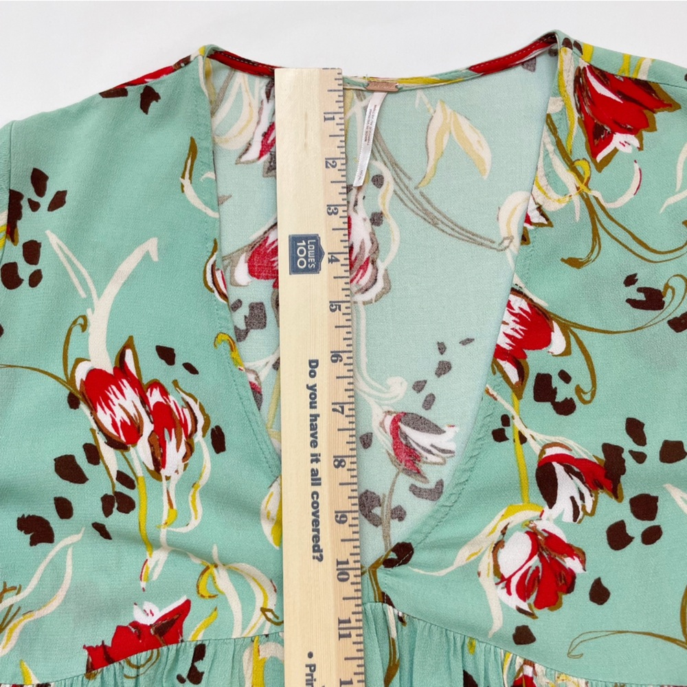 Free People Bella Printed Tunic V-Neck Bell Sleeve Top Flouncy Babydoll Small - Picture 5 of 8
